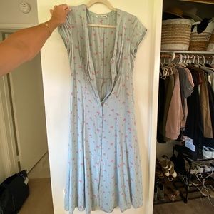 Reformation Blue Floral Midi Dress